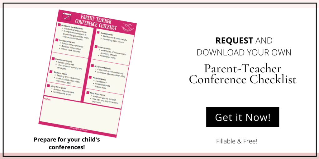 parent teacher conference checklist