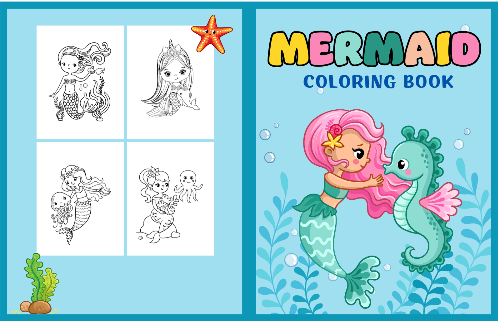 Ocean Adventure Spanish Vocabulary Mermaid Coloring Pack - Image 3