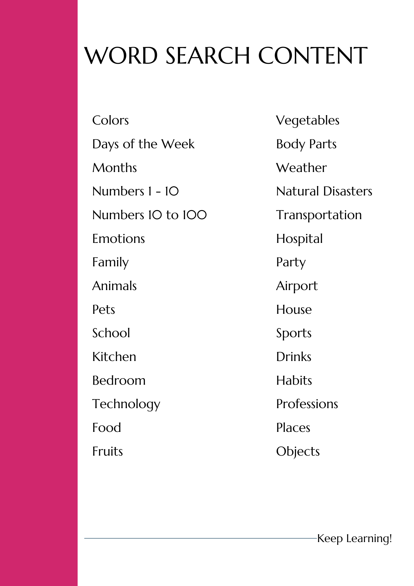 Spanish Vocabulary Word Search - Image 3