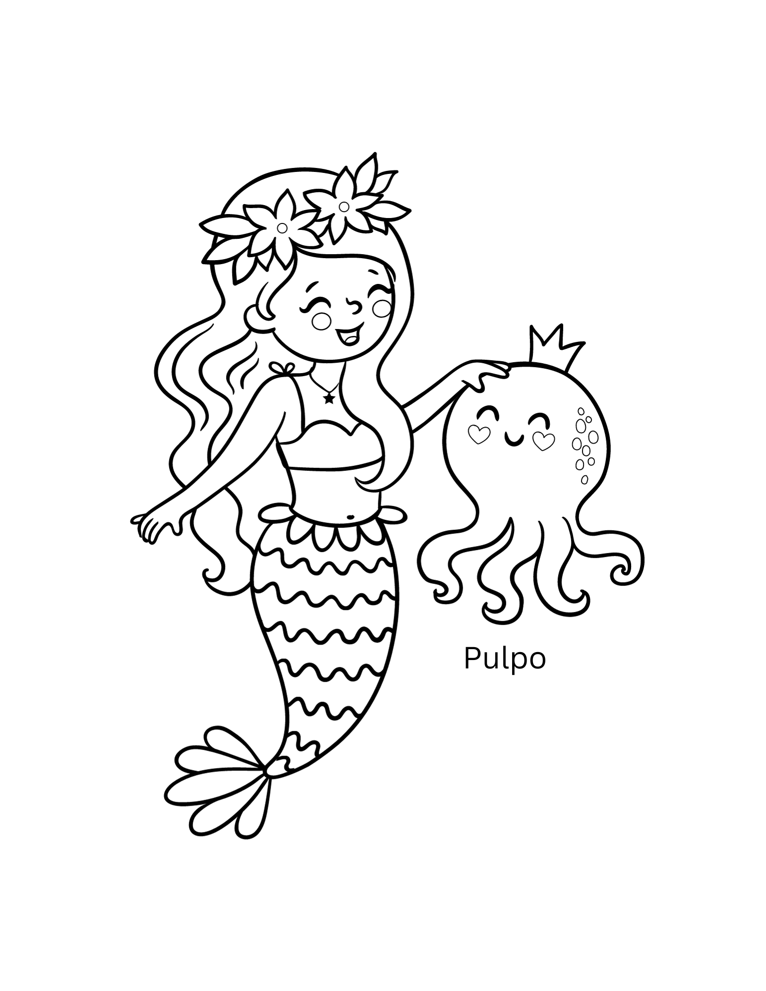 Ocean Adventure Spanish Vocabulary Mermaid Coloring Pack - Image 6