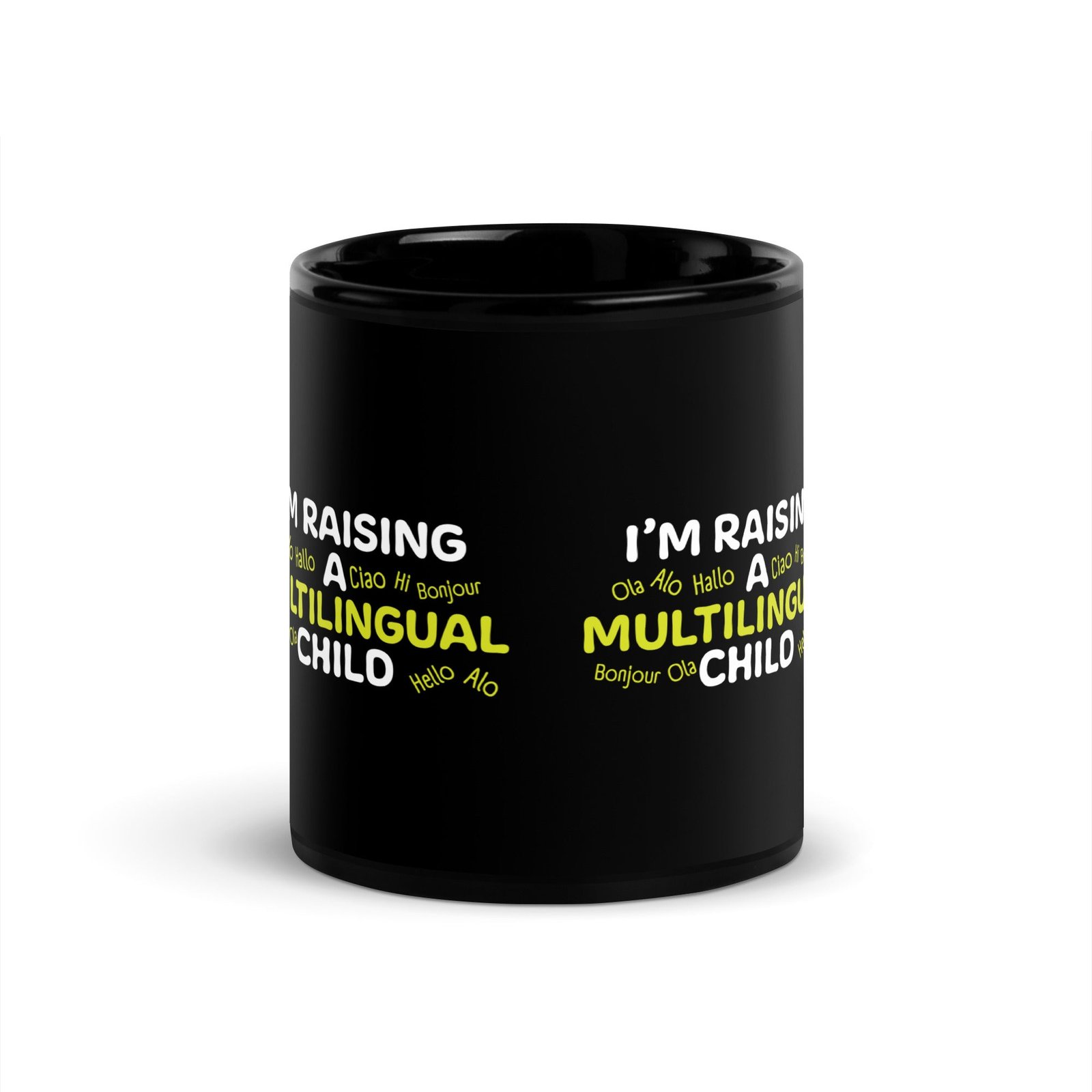 Raising Multilingual Black Mug