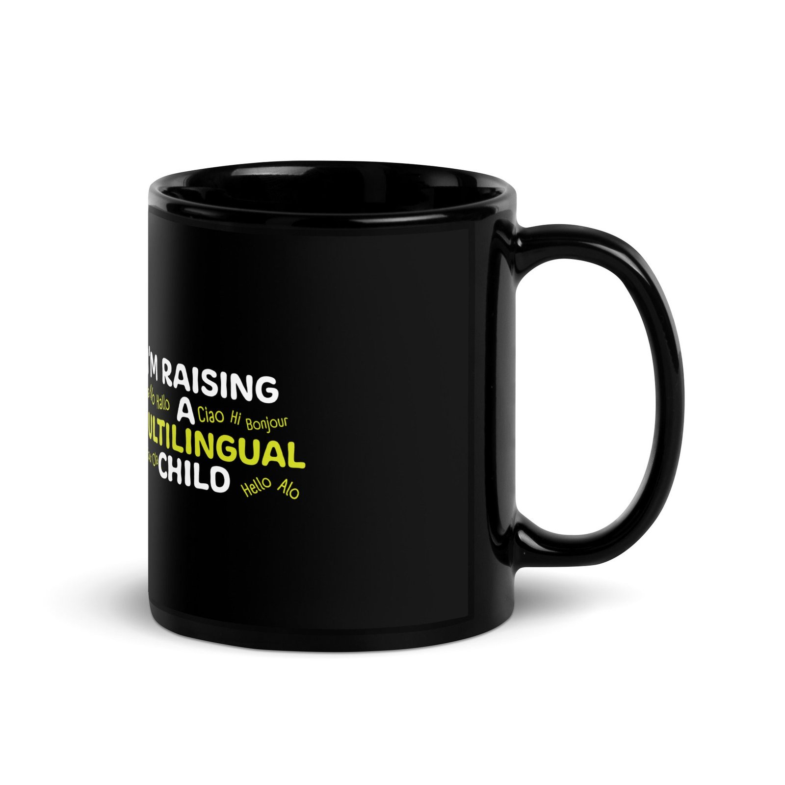 Raising Multilingual Black Mug - Image 3