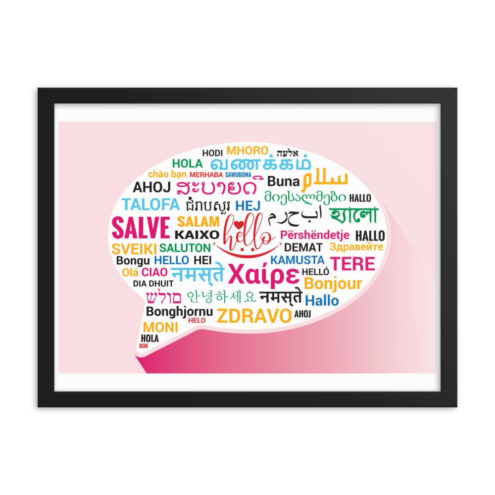Hello in Different Languages Framed poster, Classroom Decor, Bilingual Poster, Back To School, Office Decor, Superpower Poster,