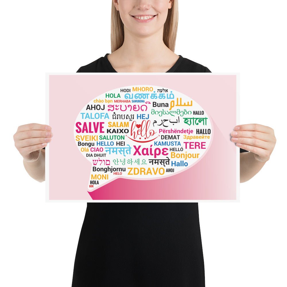 Hello Poster in Different Languages, Classroom Decor, Bilingual Poster, Back To School, Office Decor, Superpower Poster,
