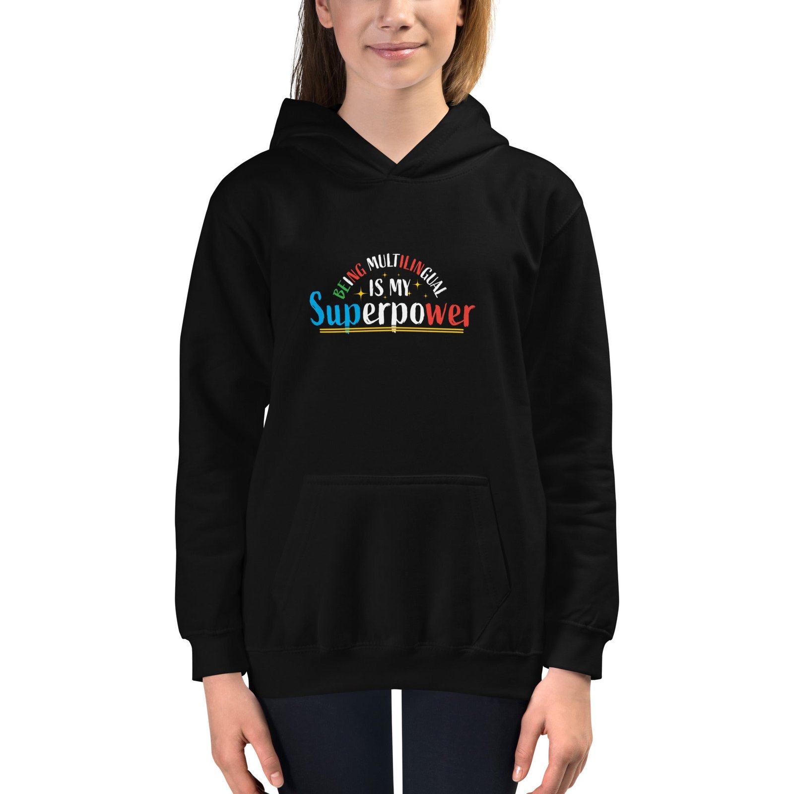 Multilingual Superpower Kids Hoodie - Image 4