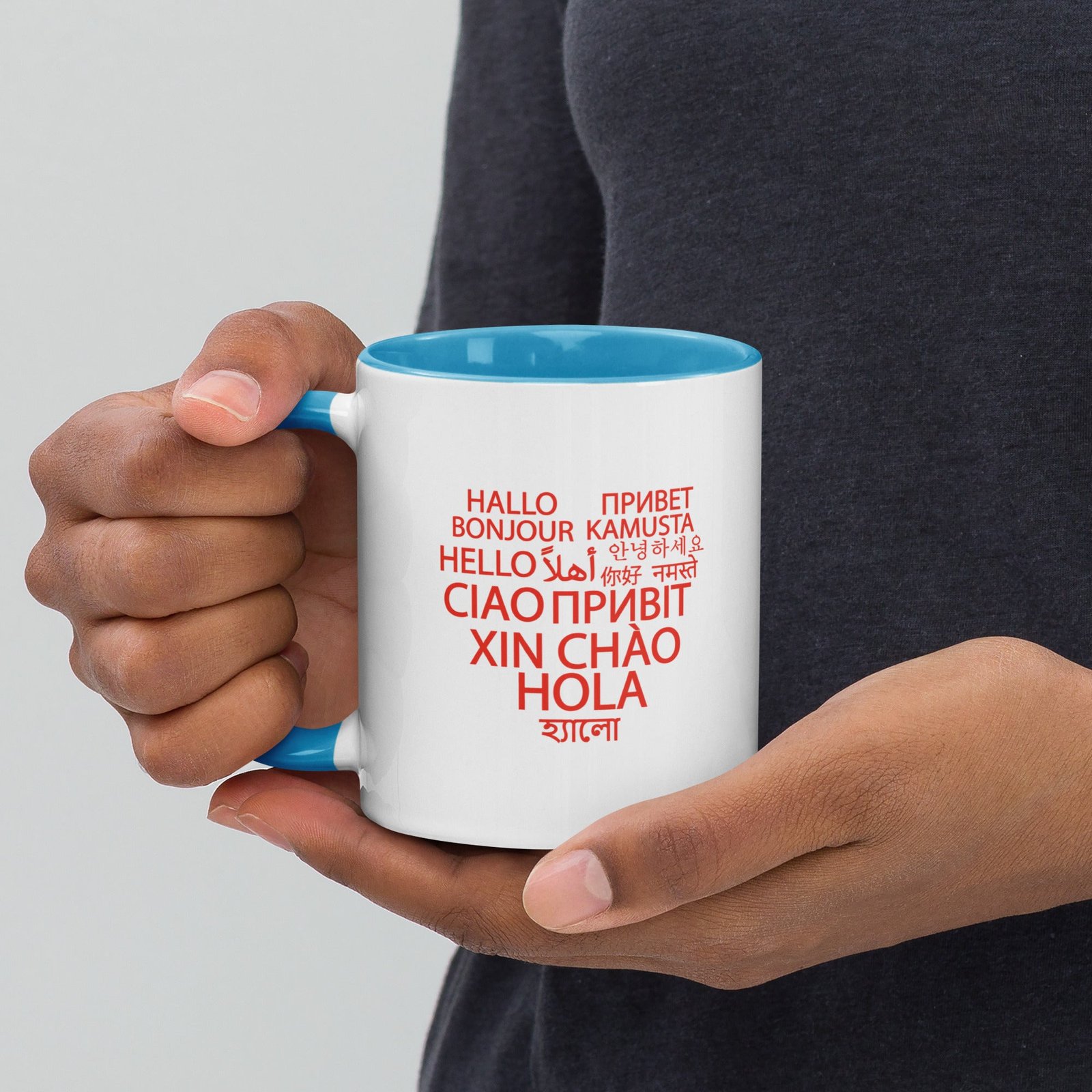 Hello in Different Languages Heart Mug - Image 9