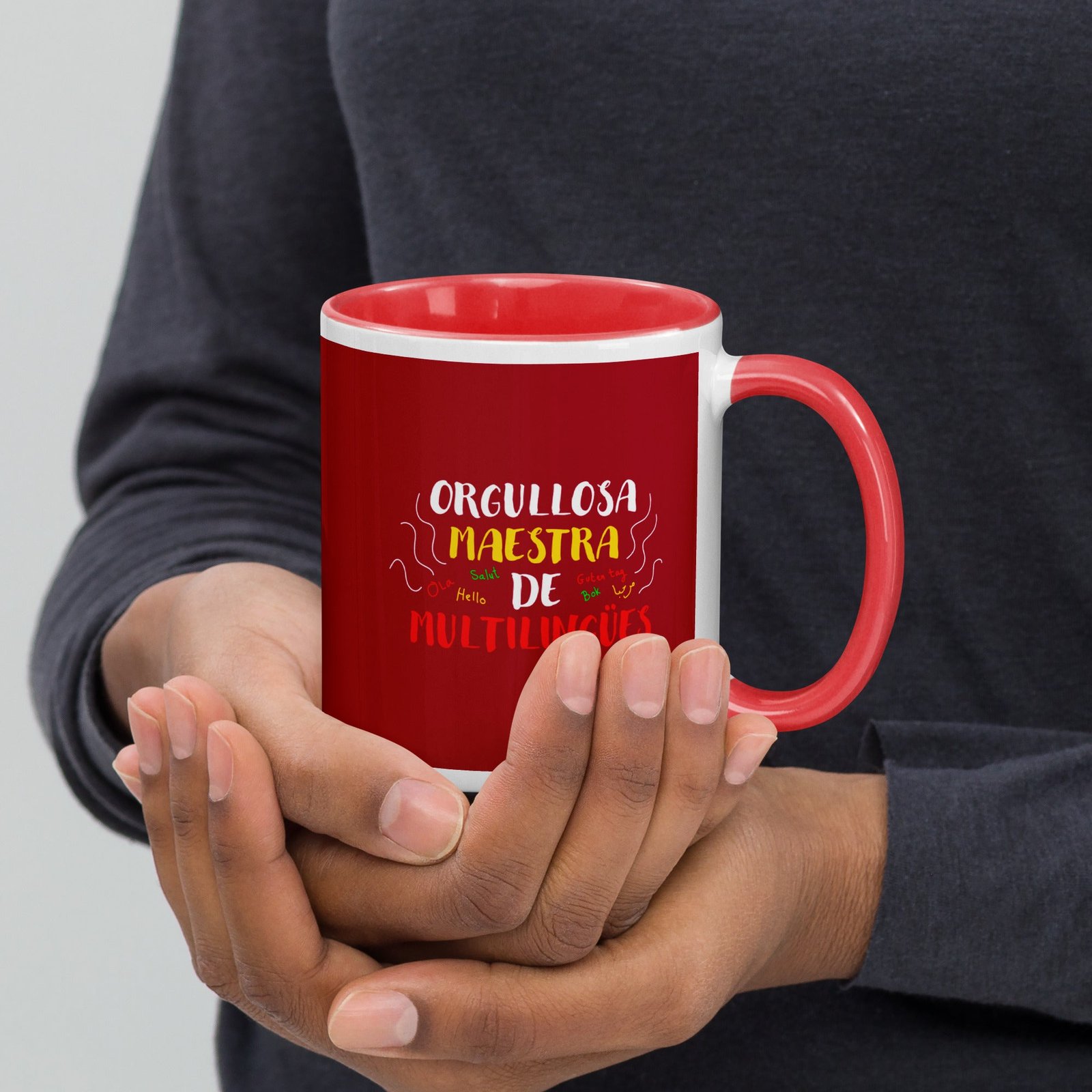 Orgullosa Maestra De Multilingues Mug with Color Inside - Image 4