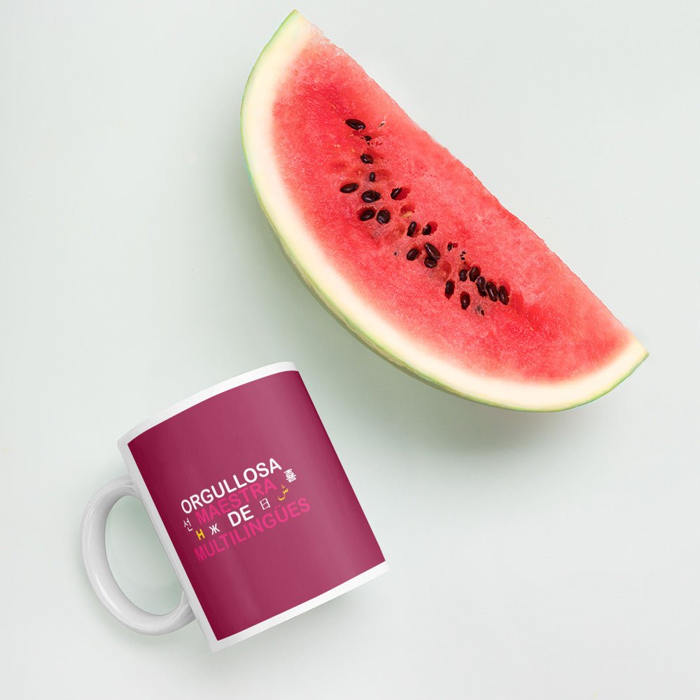 Multilingual Teacher White glossy mug (Spanish) - Image 6